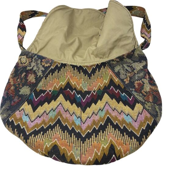 Vintage Tapestry Shoulder Bag Southwestern Boho Woven Carpet Purse Flap Close - Picture 3 of 5